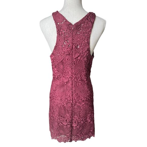 WAYF Randy burgundy crochet lace mini dress high neck cocktail party boho - Picture 8 of 13
